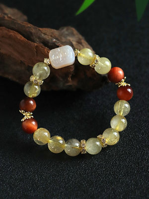 Handmade Summer Jewelry Natural Stone Bracelet Healing Energy Crystal Powder Quartz Amethyst Agate Round Bead Bracelet Money Bracelet