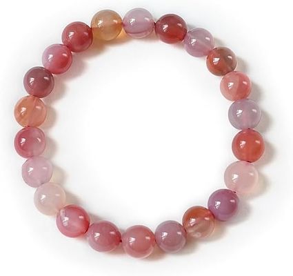 Pink Agate Bracelet For Women - Feng Shui Love Energy Stretch Bracelet With Natural Gemstones, Attract Fortune & Blessing
