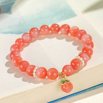 Pink Agate Bracelet For Women - Feng Shui Love Energy Stretch Bracelet With Natural Gemstones, Attract Fortune & Blessing