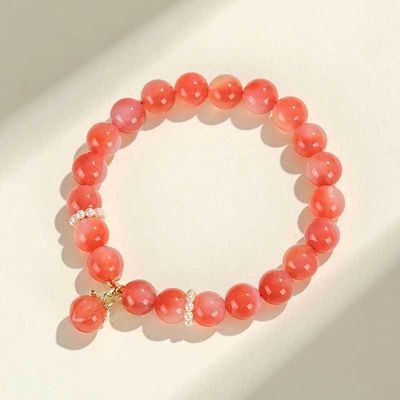 Pink Agate Bracelet For Women - Feng Shui Love Energy Stretch Bracelet With Natural Gemstones, Attract Fortune & Blessing