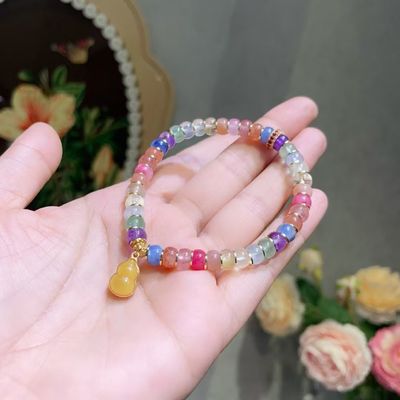 Attract Fortune & Blessing, Lucky Peach Blossom Jewelry For Summer Confidence & Everyday Elegance Lotus Pod Crystal Bracelet, Chinese Feng Shui Lucky Charm