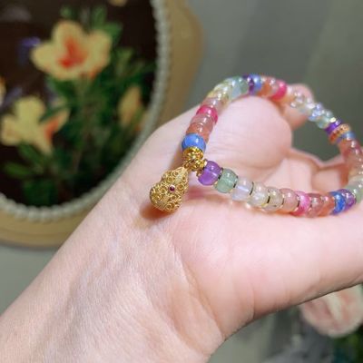 Attract Fortune & Blessing, Lucky Peach Blossom Jewelry For Summer Confidence & Everyday Elegance Lotus Pod Crystal Bracelet, Chinese Feng Shui Lucky Charm