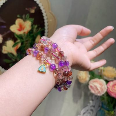 Feng Shui Jewellery Super Seven Aquamarine Agate Ametrine Gemstone Moonstone Stone Beads Jewelry Energy Crystal Beaded Bracelets