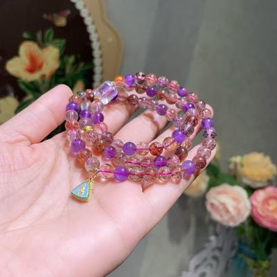 Feng Shui Jewellery Super Seven Aquamarine Agate Ametrine Gemstone Moonstone Stone Beads Jewelry Energy Crystal Beaded Bracelets