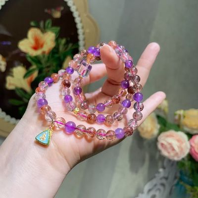 Feng Shui Jewellery Super Seven Aquamarine Agate Ametrine Gemstone Moonstone Stone Beads Jewelry Energy Crystal Beaded Bracelets