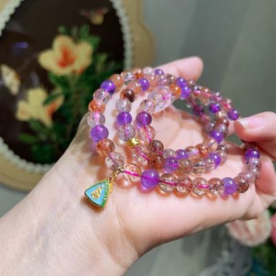 Feng Shui Jewellery Super Seven Aquamarine Agate Ametrine Gemstone Moonstone Stone Beads Jewelry Energy Crystal Beaded Bracelets