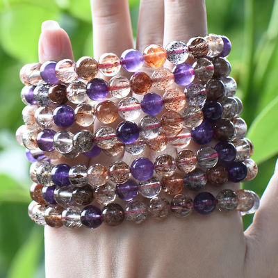 Feng Shui Jewellery Super Seven Aquamarine Agate Ametrine Gemstone Moonstone Stone Beads Jewelry Energy Crystal Beaded Bracelets