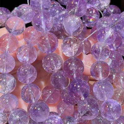 Crystal Bead Bracelet For Men Women Health Protection Soul Gift Natural Purple Stone Beads Agate Beads Energy Crystal Healing Power Gemstone For Jewelry Making, Bracelet Necklace