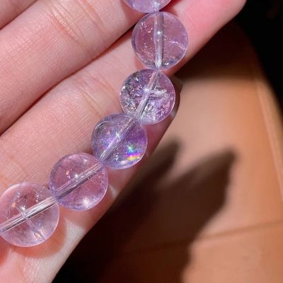 Crystal Bead Bracelet For Men Women Health Protection Soul Gift Natural Purple Stone Beads Agate Beads Energy Crystal Healing Power Gemstone For Jewelry Making, Bracelet Necklace