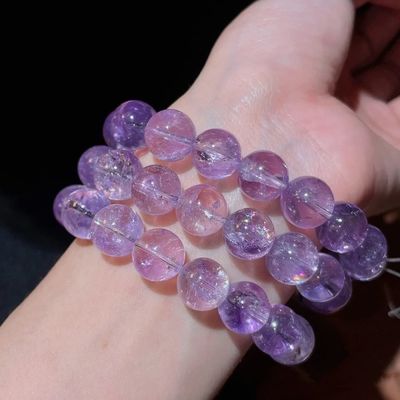 Crystal Bead Bracelet For Men Women Health Protection Soul Gift Natural Purple Stone Beads Agate Beads Energy Crystal Healing Power Gemstone For Jewelry Making, Bracelet Necklace