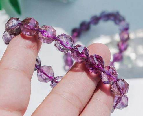 Crystal Bead Bracelet For Men Women Health Protection Soul Gift Natural Purple Stone Beads Agate Beads Energy Crystal Healing Power Gemstone For Jewelry Making, Bracelet Necklace