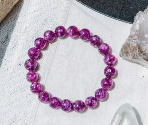 Crystal Bead Bracelet For Men Women Health Protection Soul Gift Natural Purple Stone Beads Agate Beads Energy Crystal Healing Power Gemstone For Jewelry Making, Bracelet Necklace