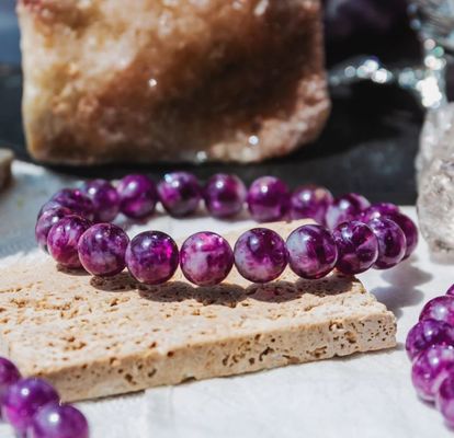 Crystal Bead Bracelet For Men Women Health Protection Soul Gift Natural Purple Stone Beads Agate Beads Energy Crystal Healing Power Gemstone For Jewelry Making, Bracelet Necklace
