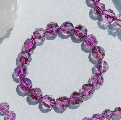 Crystal Bead Bracelet For Men Women Health Protection Soul Gift Natural Purple Stone Beads Agate Beads Energy Crystal Healing Power Gemstone For Jewelry Making, Bracelet Necklace