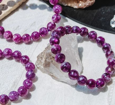 Crystal Bead Bracelet For Men Women Health Protection Soul Gift Natural Purple Stone Beads Agate Beads Energy Crystal Healing Power Gemstone For Jewelry Making, Bracelet Necklace