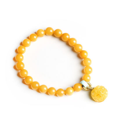 Natural Amber Beads Healing Crystal Elastic Round Gemstone Beads Stretch Bracelets Jewellery Amber Beeswax Bracelet