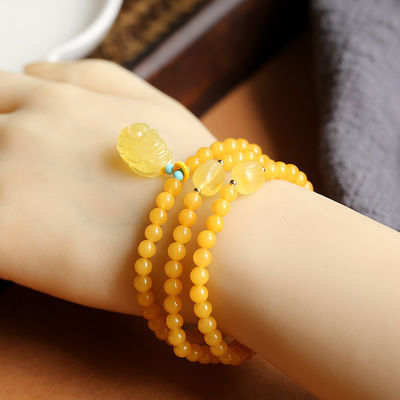 Natural Amber Beads Healing Crystal Elastic Round Gemstone Beads Stretch Bracelets Jewellery Amber Beeswax Bracelet