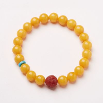 Natural Amber Beads Healing Crystal Elastic Round Gemstone Beads Stretch Bracelets Jewellery Amber Beeswax Bracelet