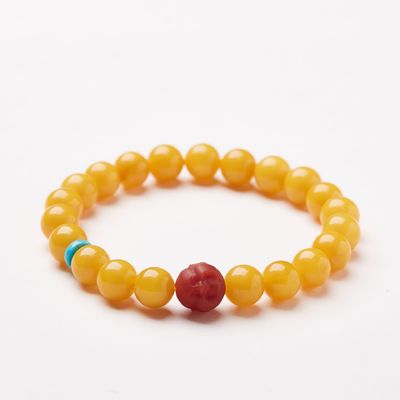 Natural Amber Beads Healing Crystal Elastic Round Gemstone Beads Stretch Bracelets Jewellery Amber Beeswax Bracelet