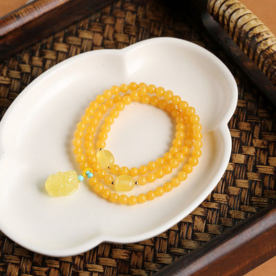Natural Amber Beads Healing Crystal Elastic Round Gemstone Beads Stretch Bracelets Jewellery Amber Beeswax Bracelet