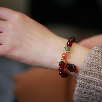 Super Fine Quality Baltic Amber Round Cabochon Beads Bracelet Genuine Loose Gemstone Jewelry Handmade Jewelry For All