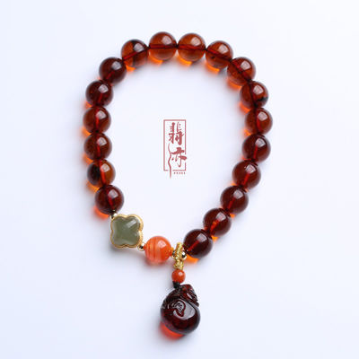 Super Fine Quality Baltic Amber Round Cabochon Beads Bracelet Genuine Loose Gemstone Jewelry Handmade Jewelry For All