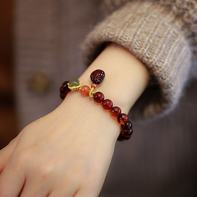Super Fine Quality Baltic Amber Round Cabochon Beads Bracelet Genuine Loose Gemstone Jewelry Handmade Jewelry For All