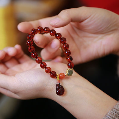 Super Fine Quality Baltic Amber Round Cabochon Beads Bracelet Genuine Loose Gemstone Jewelry Handmade Jewelry For All