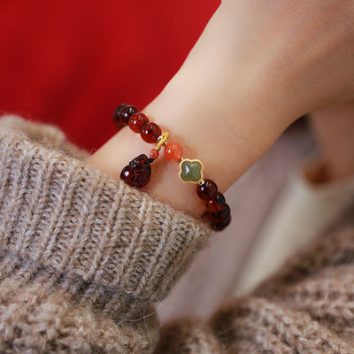 Super Fine Quality Baltic Amber Round Cabochon Beads Bracelet Genuine Loose Gemstone Jewelry Handmade Jewelry For All
