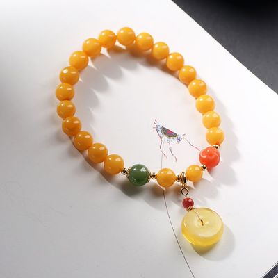 Fengshui Jewelry Bracelets Pendent Necklace Beads Muslim Chanting Beads Natural High-Quality Amber Bracelet 12mm Translucent Lucky Bracelet To Give To Family And Friends