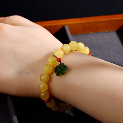Fengshui Jewelry Bracelets Pendent Necklace Beads Muslim Chanting Beads Natural High-Quality Amber Bracelet 12mm Translucent Lucky Bracelet To Give To Family And Friends