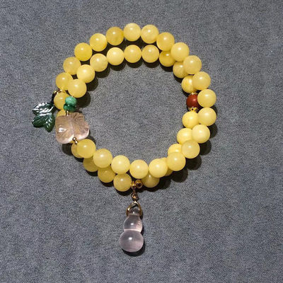 Fengshui Jewelry Bracelets Pendent Necklace Beads Muslim Chanting Beads Natural High-Quality Amber Bracelet 12mm Translucent Lucky Bracelet To Give To Family And Friends