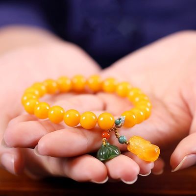 Wholesale Natural Crystal Bracelet Honey Amber Raw Stone Bracelet Energy Stone Meditation Bracelet For Jewelry Gift Simple Luxury Beeswax Beads Amber Stone Beads Bracelet