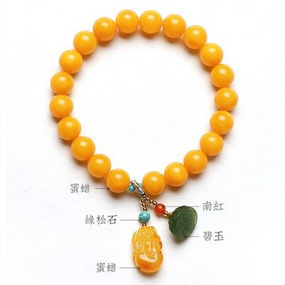 Wholesale Natural Crystal Bracelet Honey Amber Raw Stone Bracelet Energy Stone Meditation Bracelet For Jewelry Gift Simple Luxury Beeswax Beads Amber Stone Beads Bracelet