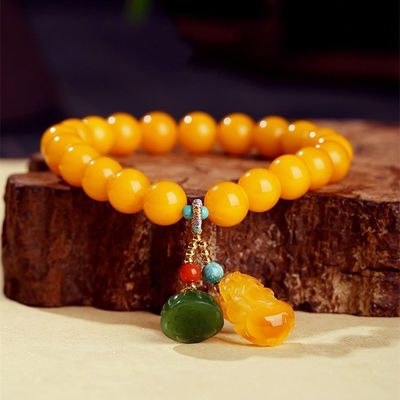 Wholesale Natural Crystal Bracelet Honey Amber Raw Stone Bracelet Energy Stone Meditation Bracelet For Jewelry Gift Simple Luxury Beeswax Beads Amber Stone Beads Bracelet
