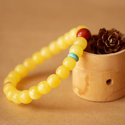 Wholesale Natural Crystal Bracelet Honey Amber Raw Stone Bracelet Energy Stone Meditation Bracelet For Jewelry Gift Simple Luxury Beeswax Beads Amber Stone Beads Bracelet