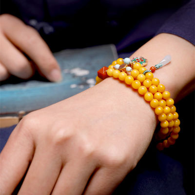 Wholesale Natural Crystal Bracelet Honey Amber Raw Stone Bracelet Energy Stone Meditation Bracelet For Jewelry Gift Simple Luxury Beeswax Beads Amber Stone Beads Bracelet