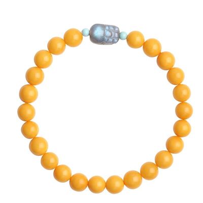 Fashion Jewelry Round Donut Yellow Amber Natural Yellow Piebald Amber Bracelet Water Purification Fashion Flower Round Beads Factory Direct Sales