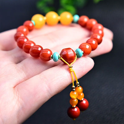Natural Baltic Amber Ombre Rainbow Colorful Round Beads Handmade Bracelet Original Amber For Women Men Healing Dominican Gems