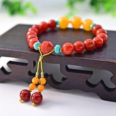 Natural Baltic Amber Ombre Rainbow Colorful Round Beads Handmade Bracelet Original Amber For Women Men Healing Dominican Gems