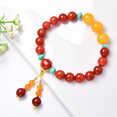 Natural Baltic Amber Ombre Rainbow Colorful Round Beads Handmade Bracelet Original Amber For Women Men Healing Dominican Gems