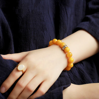 Natural Amber European Bracelet Design Yellow Amber Bracelet Amber With Stainless Steel Tassel Muslim Prayer Worship Ramadan Tesbih Bracelet Islamic Gifts Beads