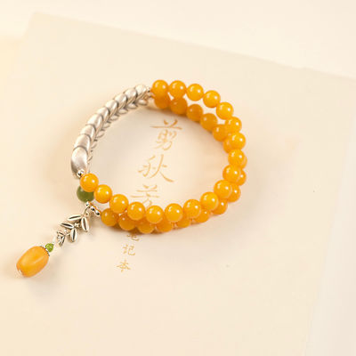 Natural Beeswax Amber Stone Bracelet for Men and Women Wholesale Natural Healing Green Dendritic Opal Bracelets Beads Loose Beads Jewelry Fengshui Bracelet As Gifts