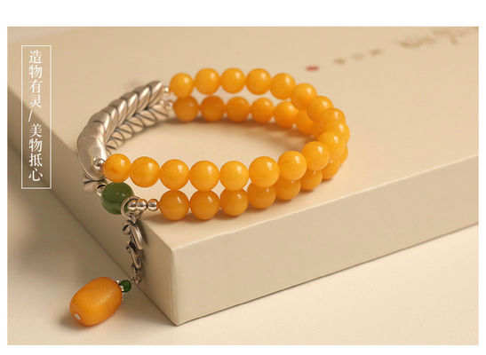 Natural Beeswax Amber Stone Bracelet for Men and Women Wholesale Natural Healing Green Dendritic Opal Bracelets Beads Loose Beads Jewelry Fengshui Bracelet As Gifts