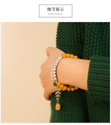 Natural Beeswax Amber Stone Bracelet for Men and Women Wholesale Natural Healing Green Dendritic Opal Bracelets Beads Loose Beads Jewelry Fengshui Bracelet As Gifts