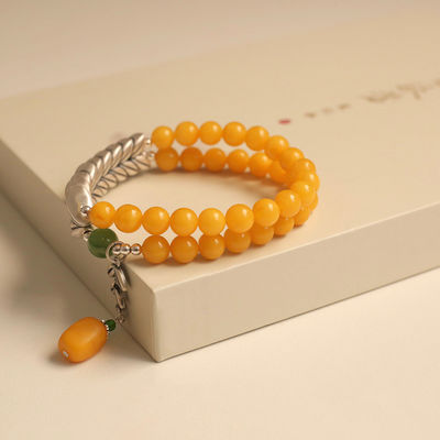 Natural Beeswax Amber Stone Bracelet for Men and Women Wholesale Natural Healing Green Dendritic Opal Bracelets Beads Loose Beads Jewelry Fengshui Bracelet As Gifts