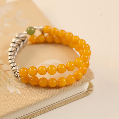 Natural Beeswax Amber Stone Bracelet for Men and Women Wholesale Natural Healing Green Dendritic Opal Bracelets Beads Loose Beads Jewelry Fengshui Bracelet As Gifts