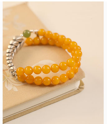 Natural Beeswax Amber Stone Bracelet for Men and Women Wholesale Natural Healing Green Dendritic Opal Bracelets Beads Loose Beads Jewelry Fengshui Bracelet As Gifts