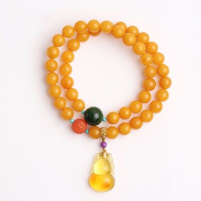 Fashion Jewelry Natural Round Bead Stone Natur Orange Yellow Amber Crystal Elastic Bracelet For Gift Bracelet Amber Tasbih Muslim Islamic Rosary Prayer Bead Natural Stone Muslim Rosary
