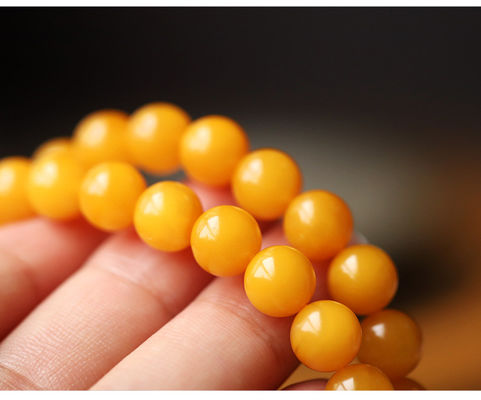 Fashion Jewelry Natural Round Bead Stone Natur Orange Yellow Amber Crystal Elastic Bracelet For Gift Bracelet Amber Tasbih Muslim Islamic Rosary Prayer Bead Natural Stone Muslim Rosary